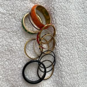 12 Colorful/Gold Bangle Bracelets